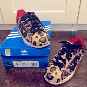 Adidas Originals x J. Crew Leopard Print Superstars